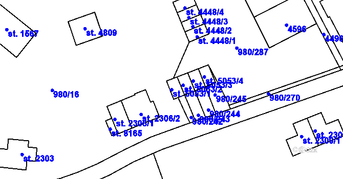 Parcela st. 5053/1 v KÚ Zlín, Katastrální mapa