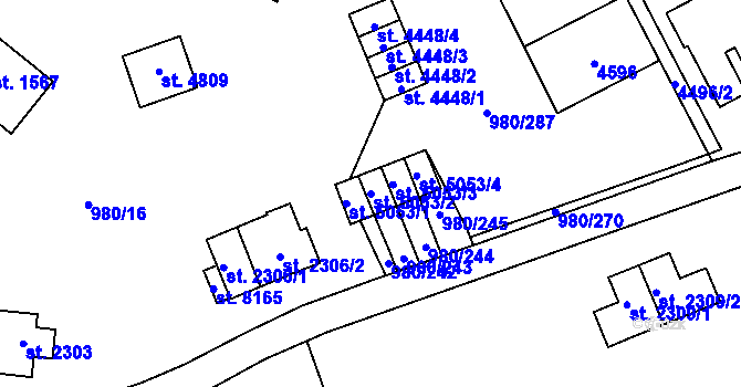 Parcela st. 5053/2 v KÚ Zlín, Katastrální mapa