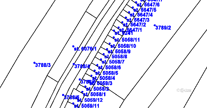 Parcela st. 5058/8 v KÚ Zlín, Katastrální mapa