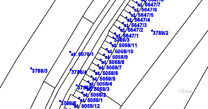 Parcela st. 5058/9 v KÚ Zlín, Katastrální mapa