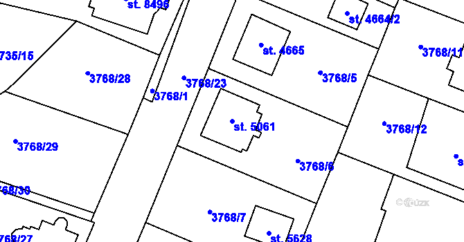 Parcela st. 5061 v KÚ Zlín, Katastrální mapa
