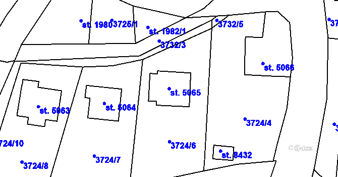 Parcela st. 5065 v KÚ Zlín, Katastrální mapa