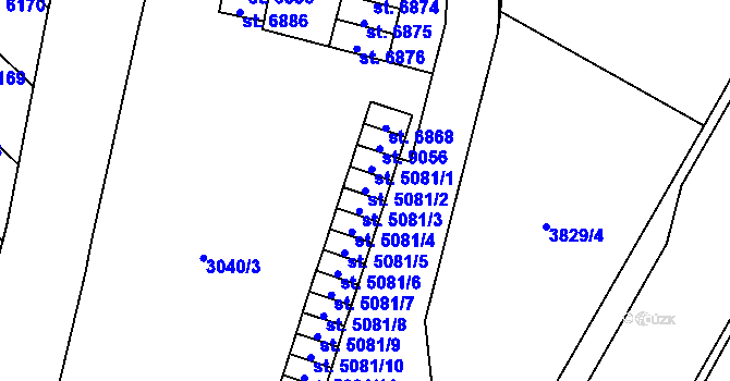 Parcela st. 5081/2 v KÚ Zlín, Katastrální mapa