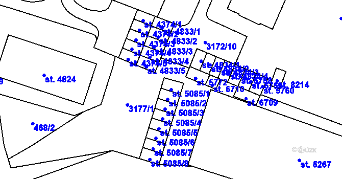 Parcela st. 5085/1 v KÚ Zlín, Katastrální mapa