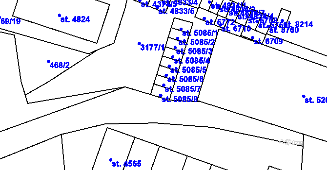 Parcela st. 5085/7 v KÚ Zlín, Katastrální mapa