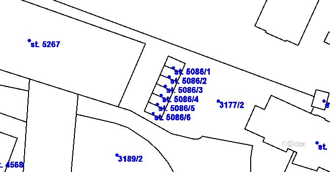 Parcela st. 5086/3 v KÚ Zlín, Katastrální mapa