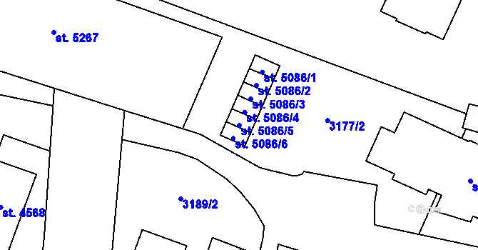 Parcela st. 5086/5 v KÚ Zlín, Katastrální mapa