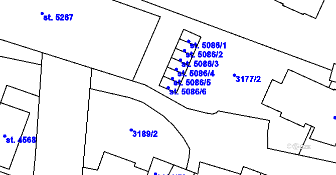 Parcela st. 5086/6 v KÚ Zlín, Katastrální mapa
