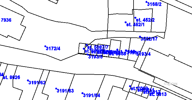 Parcela st. 5087/3 v KÚ Zlín, Katastrální mapa