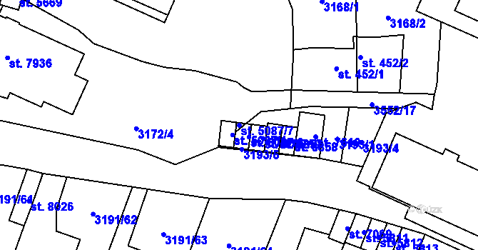 Parcela st. 5087/7 v KÚ Zlín, Katastrální mapa