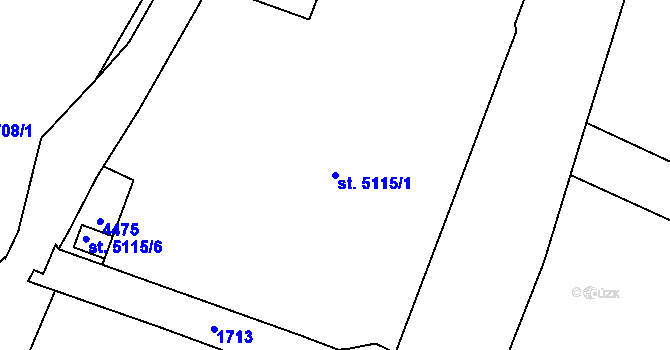 Parcela st. 5115/1 v KÚ Zlín, Katastrální mapa