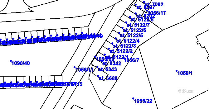 Parcela st. 5122/1 v KÚ Zlín, Katastrální mapa