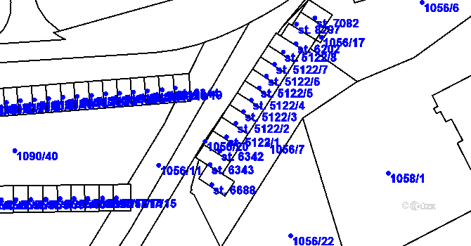 Parcela st. 5122/2 v KÚ Zlín, Katastrální mapa