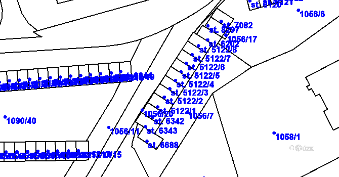 Parcela st. 5122/3 v KÚ Zlín, Katastrální mapa