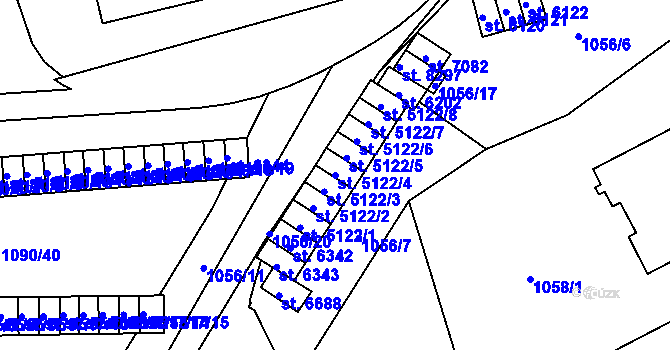 Parcela st. 5122/4 v KÚ Zlín, Katastrální mapa