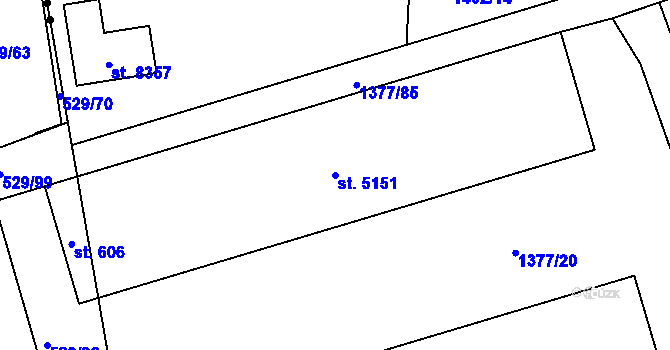 Parcela st. 5151 v KÚ Zlín, Katastrální mapa
