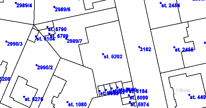 Parcela st. 5202 v KÚ Zlín, Katastrální mapa