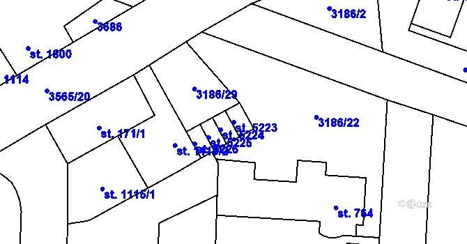 Parcela st. 5223 v KÚ Zlín, Katastrální mapa