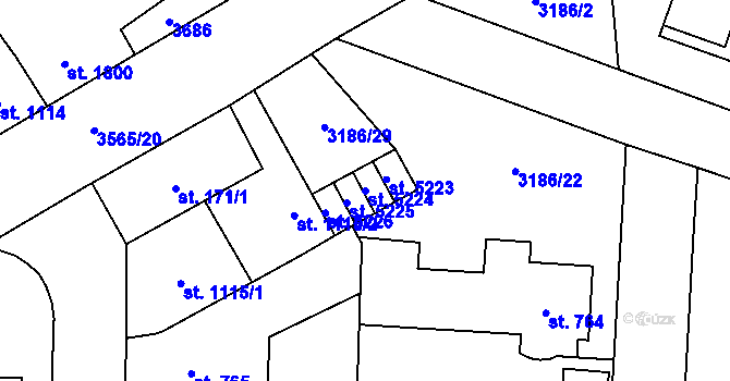 Parcela st. 5224 v KÚ Zlín, Katastrální mapa