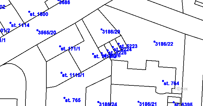 Parcela st. 5226 v KÚ Zlín, Katastrální mapa