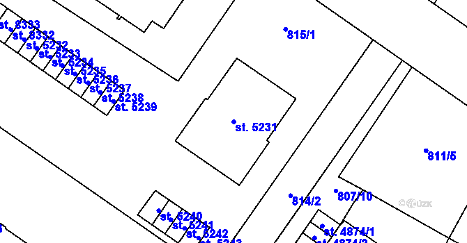 Parcela st. 5231 v KÚ Zlín, Katastrální mapa