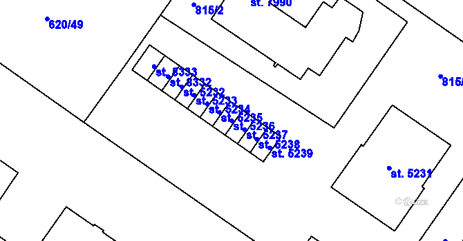 Parcela st. 5236 v KÚ Zlín, Katastrální mapa