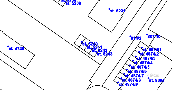 Parcela st. 5241 v KÚ Zlín, Katastrální mapa