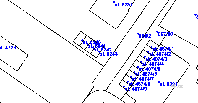 Parcela st. 5243 v KÚ Zlín, Katastrální mapa