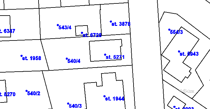 Parcela st. 5271 v KÚ Zlín, Katastrální mapa