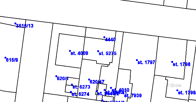 Parcela st. 5275 v KÚ Zlín, Katastrální mapa