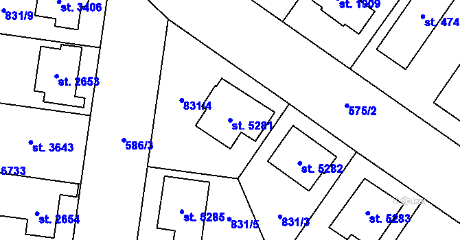 Parcela st. 5281 v KÚ Zlín, Katastrální mapa