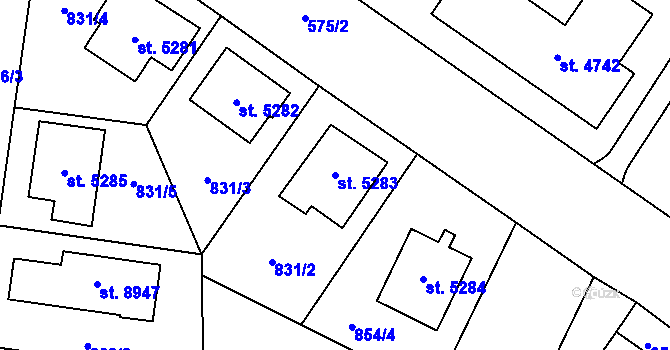Parcela st. 5283 v KÚ Zlín, Katastrální mapa