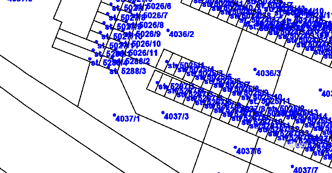 Parcela st. 5287/2 v KÚ Zlín, Katastrální mapa