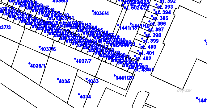 Parcela st. 5287/21 v KÚ Zlín, Katastrální mapa