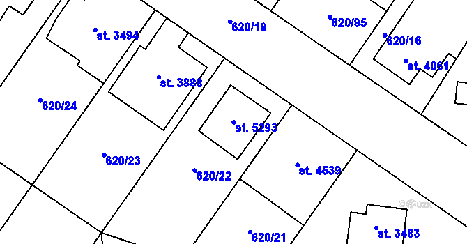 Parcela st. 5293 v KÚ Zlín, Katastrální mapa