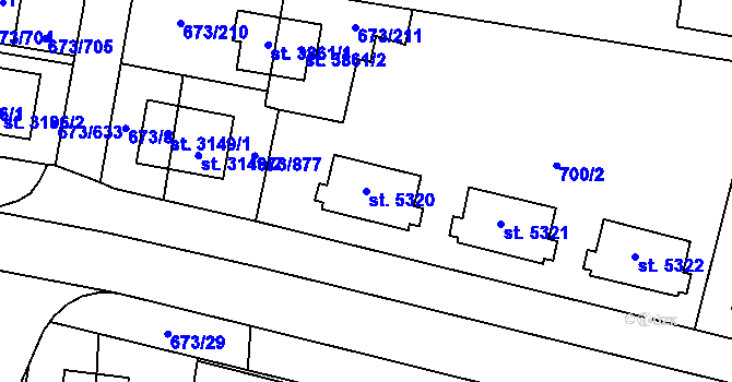 Parcela st. 5320 v KÚ Zlín, Katastrální mapa