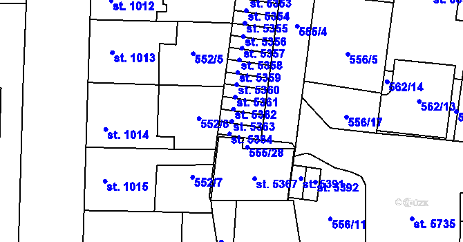 Parcela st. 5363 v KÚ Zlín, Katastrální mapa
