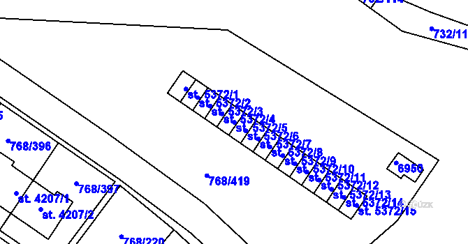 Parcela st. 5372/5 v KÚ Zlín, Katastrální mapa