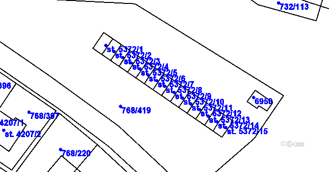 Parcela st. 5372/8 v KÚ Zlín, Katastrální mapa