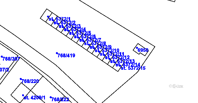 Parcela st. 5372/11 v KÚ Zlín, Katastrální mapa