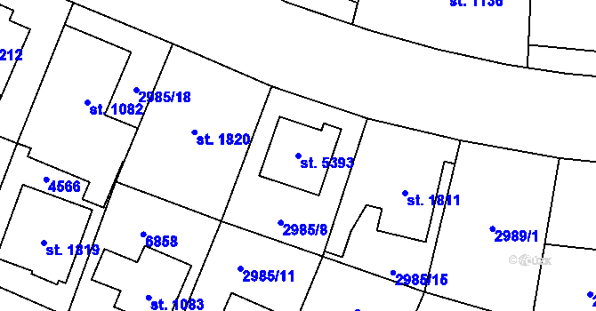 Parcela st. 5393 v KÚ Zlín, Katastrální mapa