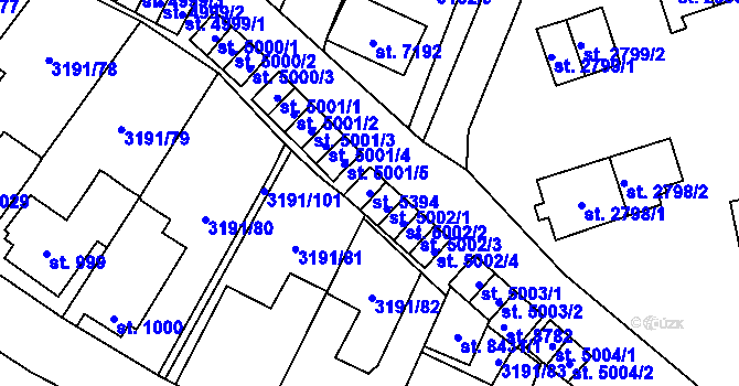 Parcela st. 5394 v KÚ Zlín, Katastrální mapa
