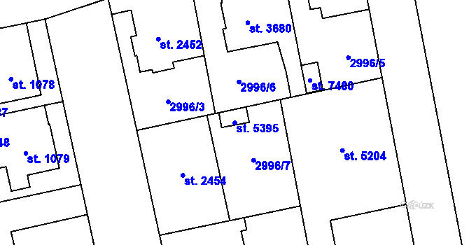 Parcela st. 5395 v KÚ Zlín, Katastrální mapa