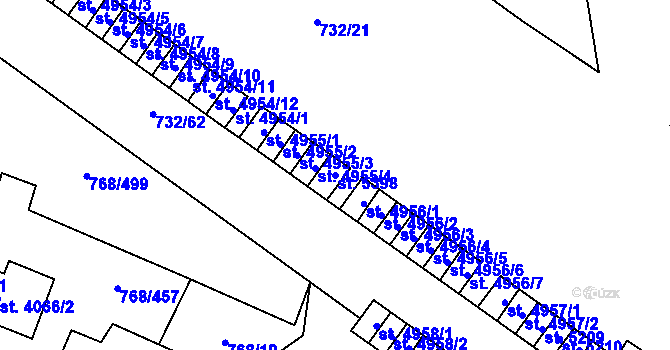Parcela st. 5398 v KÚ Zlín, Katastrální mapa