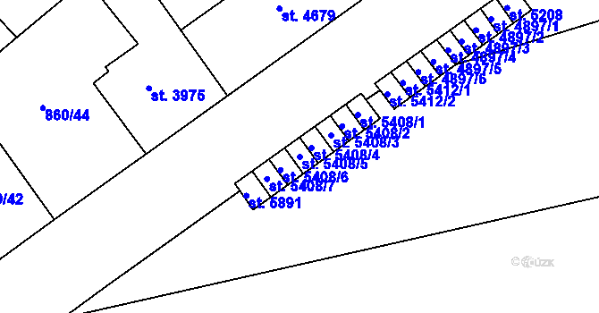 Parcela st. 5408/5 v KÚ Zlín, Katastrální mapa