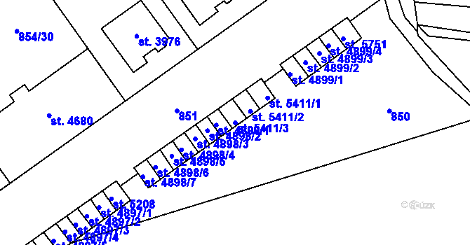 Parcela st. 5411/3 v KÚ Zlín, Katastrální mapa