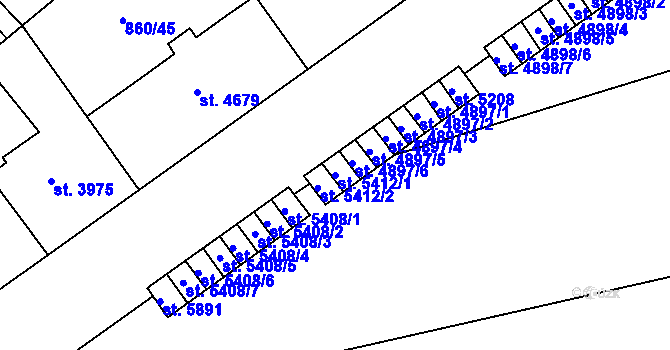 Parcela st. 5412/1 v KÚ Zlín, Katastrální mapa