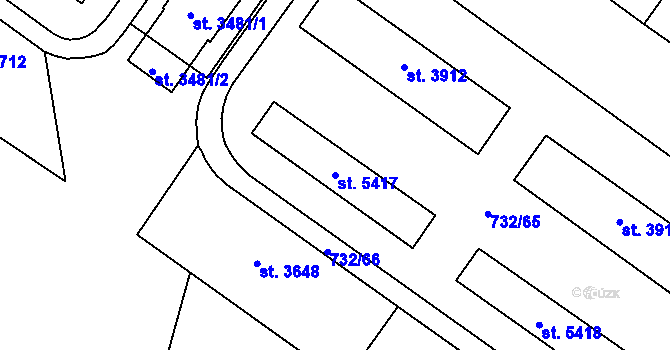 Parcela st. 5417 v KÚ Zlín, Katastrální mapa