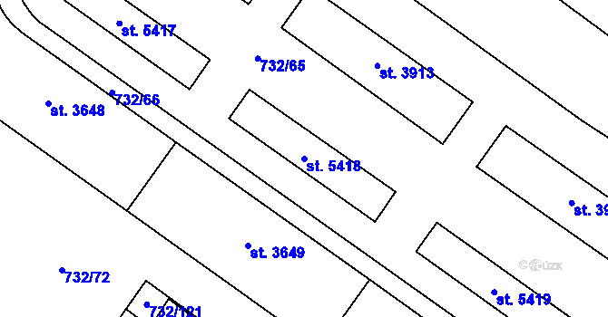 Parcela st. 5418 v KÚ Zlín, Katastrální mapa
