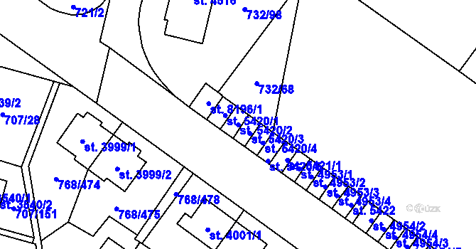 Parcela st. 5420/2 v KÚ Zlín, Katastrální mapa